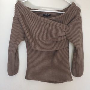 Fashion Nova Sweater beige high off the shoulder